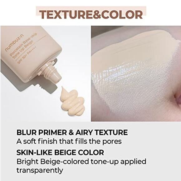 LOT of 2 numbuzin No. 3 Porcelain Base Skip Tone Up Beige SPF 50+ - Picture 6 of 11